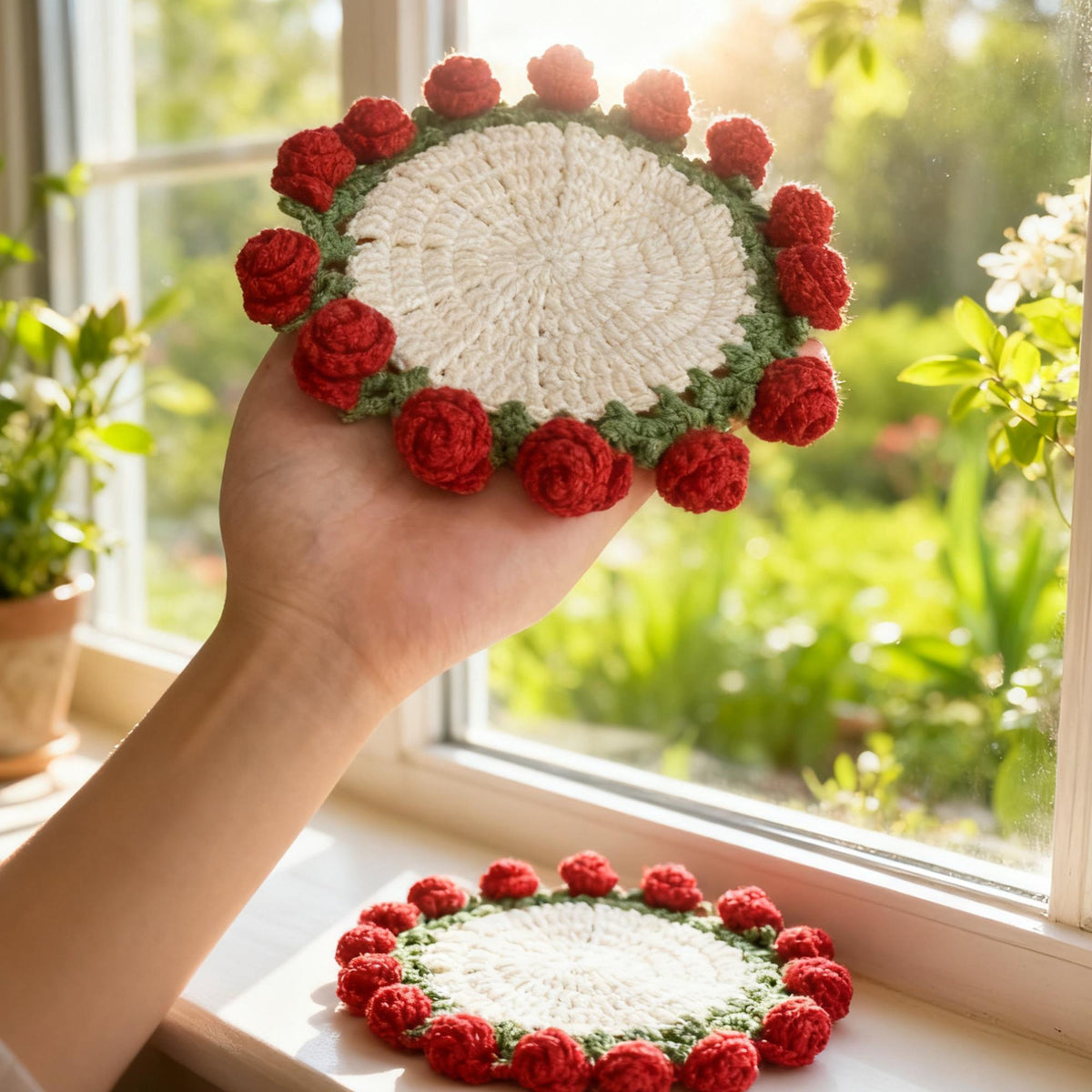 Handmade Crochet Rose Basket | Amigurumi Flower Arrangement | Crochet Bouquet Gift | Valentine’s Day Decor