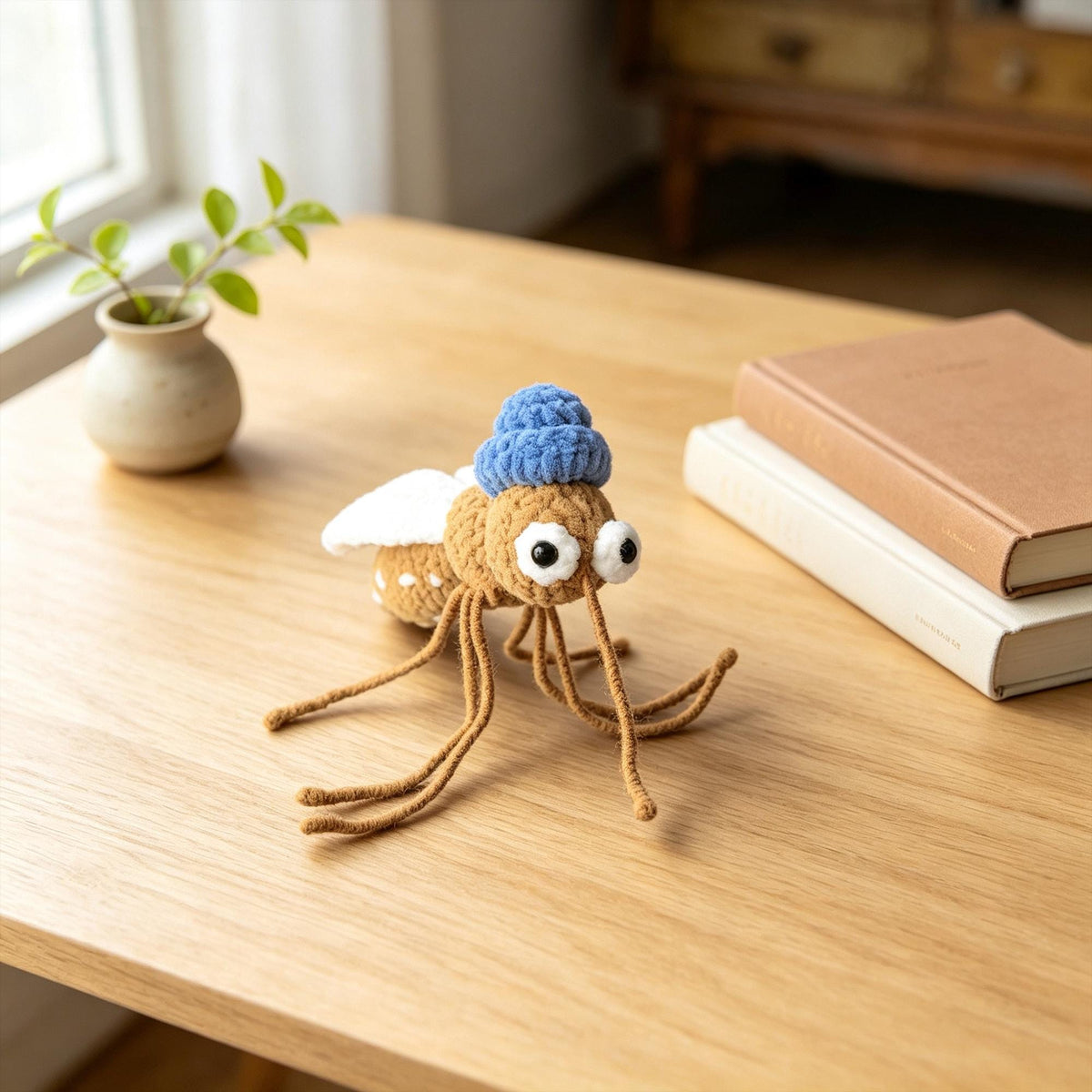 Crochet Bug, Handmade Amigurumi Insect Decor,  Fly Mosquito Cicada Plush, Funny Desk Decor