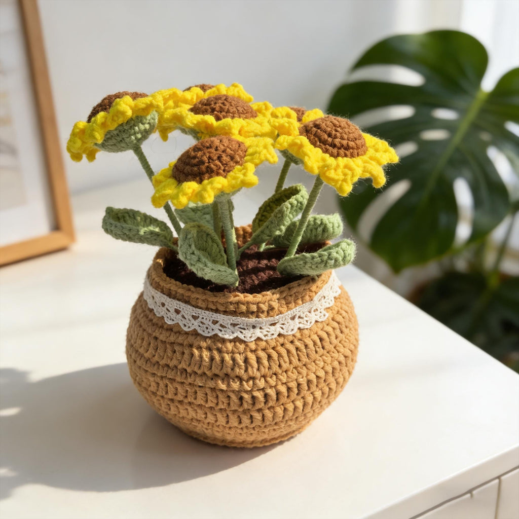 Crochet Sunflower Pot|Amigurumi Sunflower Gift | Mini Potted Plant