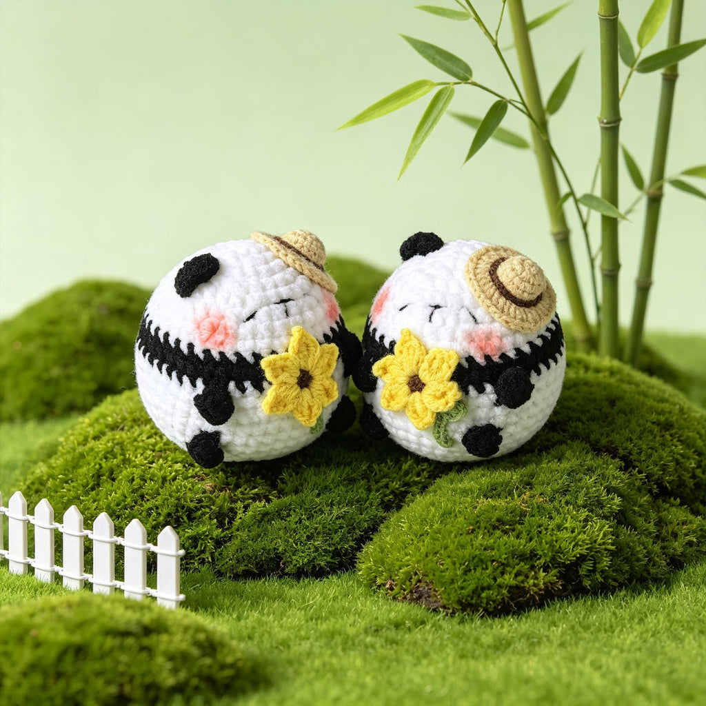 Crochet Panda Plush Handmade Mini Animal Desk Decor Gift