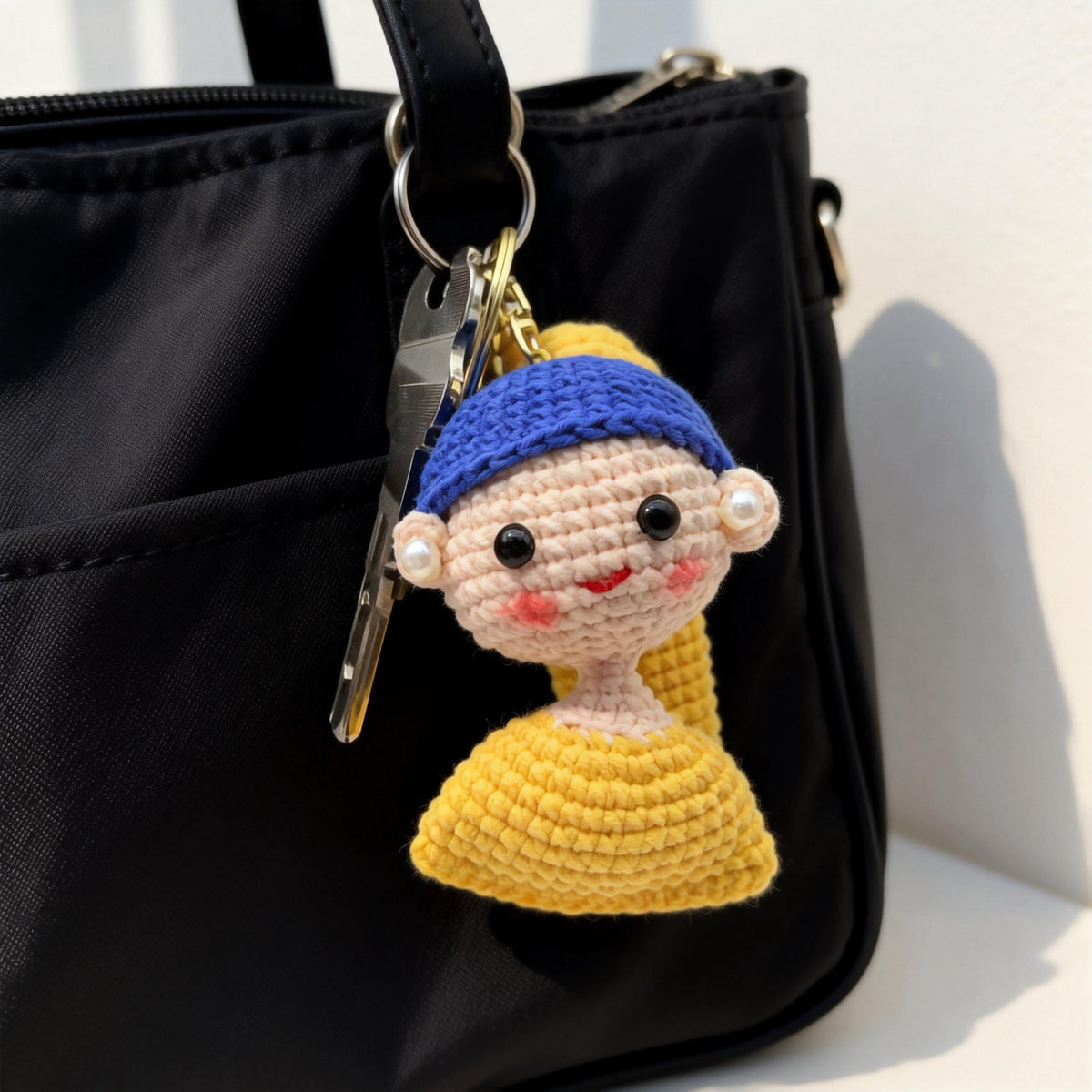 Crochet Girl with Pearl Earring Doll, Handmade Art Inspired Amigurumi,  Art Lover