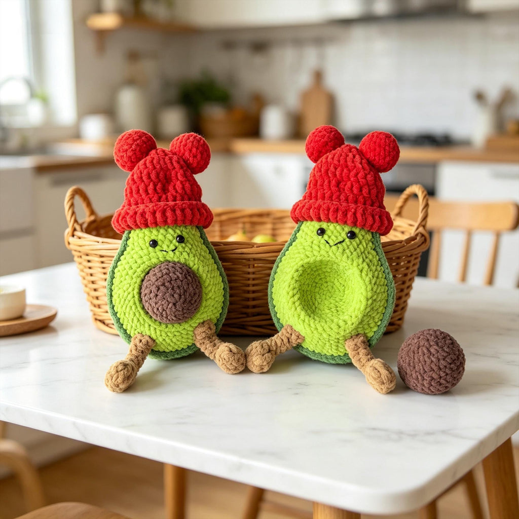 Crochet Avocado Plush With Removable Pit Handmade Food Amigurumi Gift