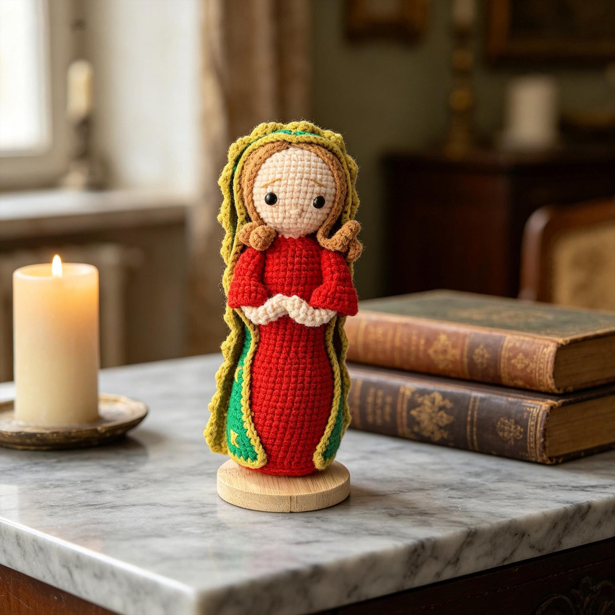 Crochet Virgin Mary Doll, Handmade Catholic Decor, Christian Gift, Amigurumi Religious Figure