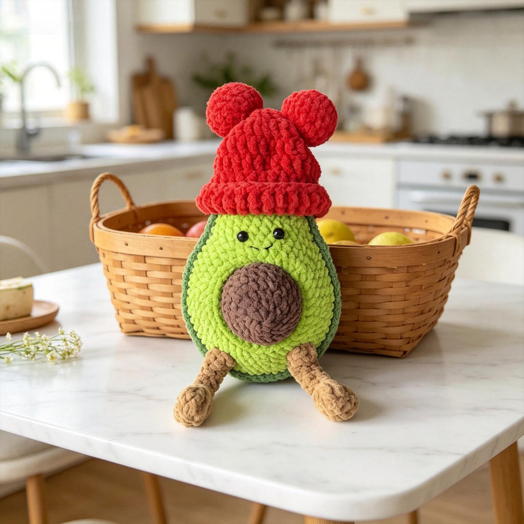 Crochet Avocado Plush With Removable Pit Handmade Food Amigurumi Gift