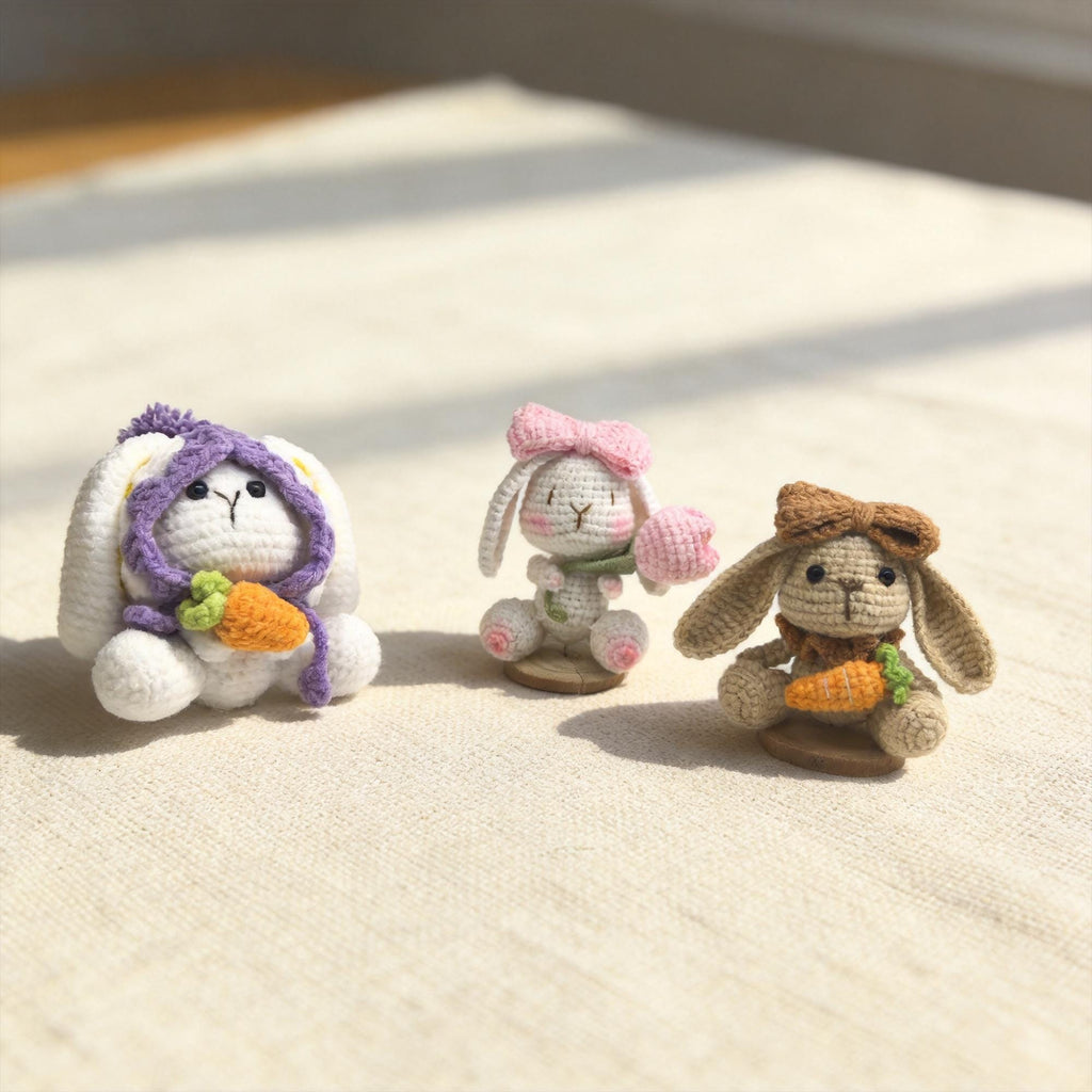 Crochet Bunny Plush | Amigurumi Rabbit Doll | Handmade Bunny with Carrot | Kawaii Gift | Easter Decor
