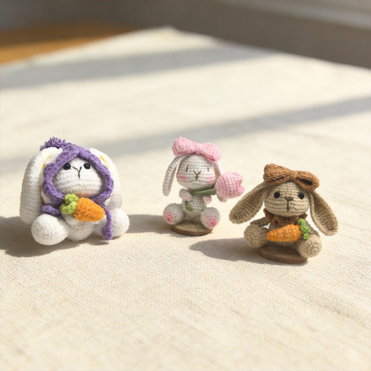 Crochet Bunny Plush | Amigurumi Rabbit Doll | Handmade Bunny with Carrot | Kawaii Gift | Easter Decor