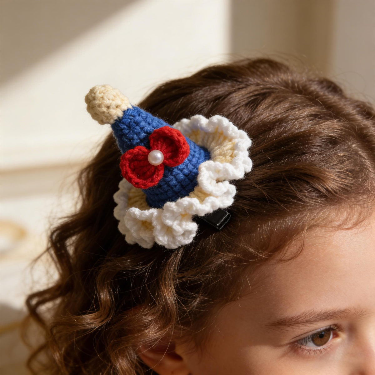 Handmade Crochet 3D Hair Clip |  Kawaii Hair Accessory | Amigurumi Bow & Hat  |  Gift for Girls