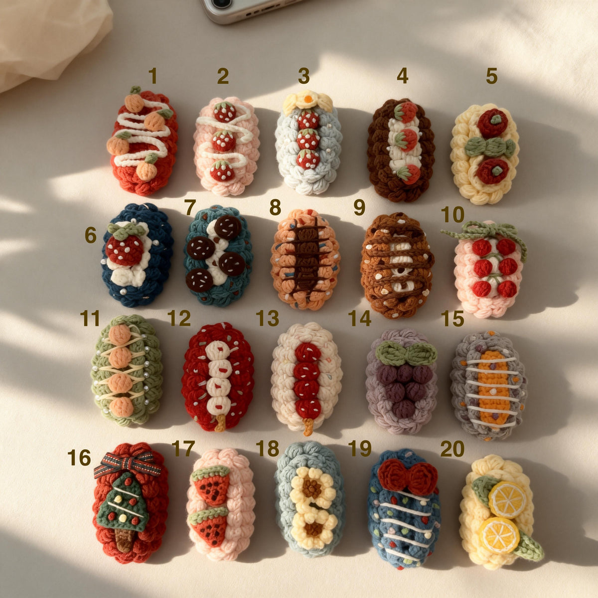 Handmade Crochet Hair Clips, Dessert Style Hair Barrette, Kawaii Accessories, Gift for Girls