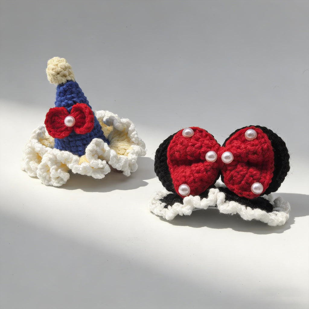 Handmade Crochet 3D Hair Clip |  Kawaii Hair Accessory | Amigurumi Bow & Hat  |  Gift for Girls
