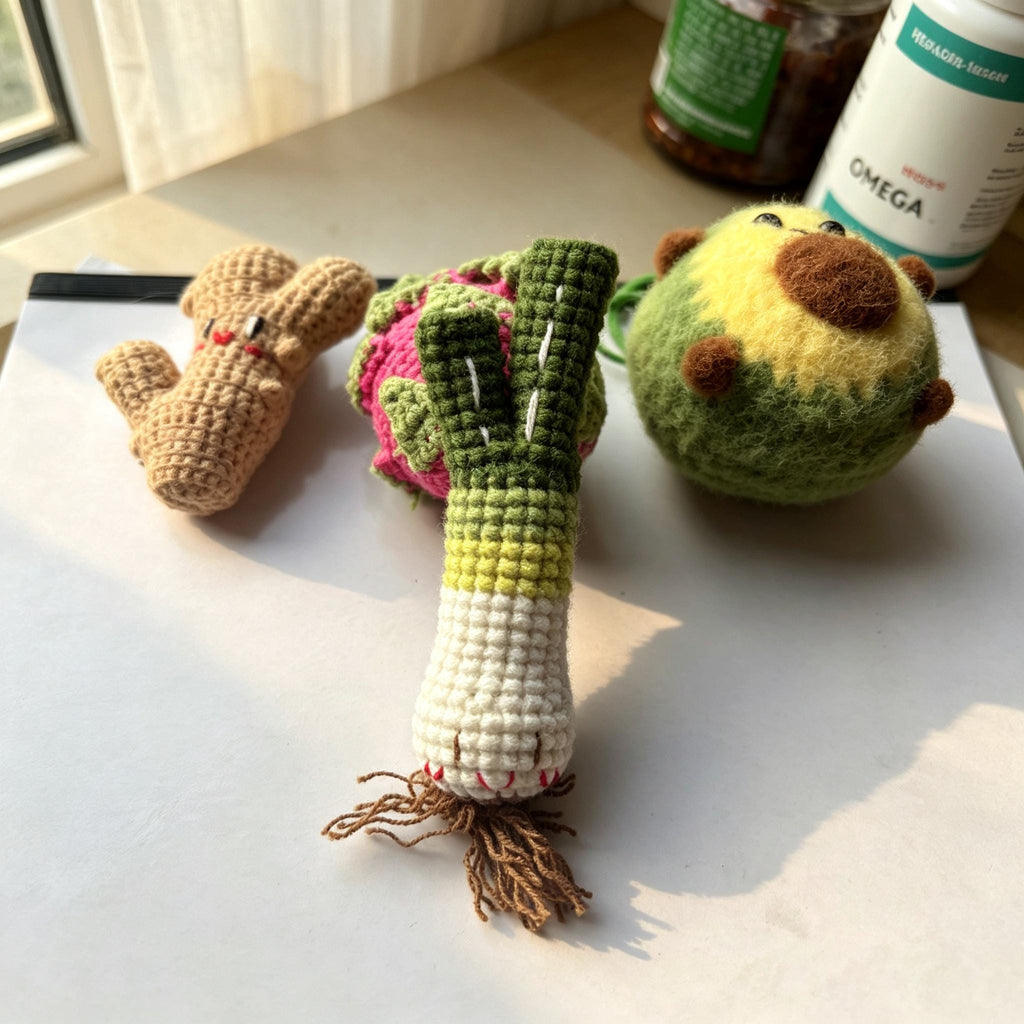 Crochet Fruit Vegetable Bag Charm Handmade Plush Keychain Gift