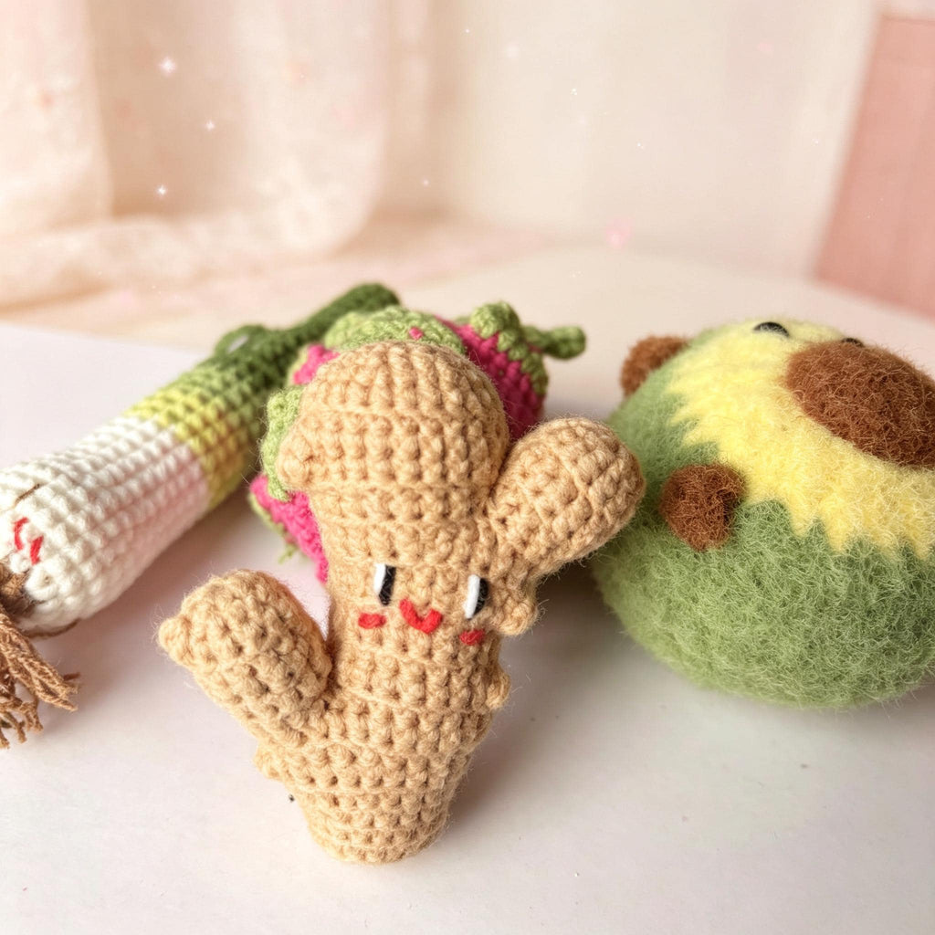 Crochet Fruit Vegetable Bag Charm Handmade Plush Keychain Gift
