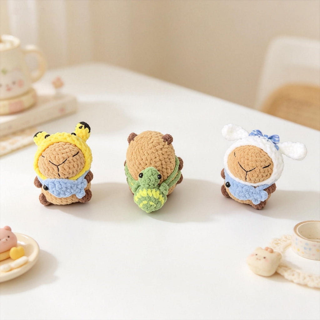 Crochet Woodland Animal Plush, Handmade Animal Costume Doll, Amigurumi Desk Decor