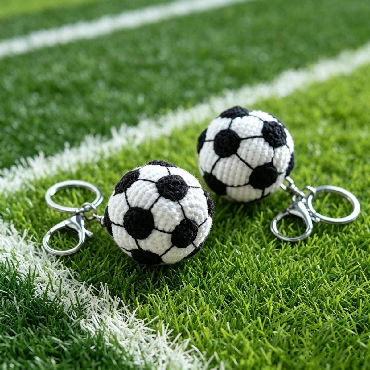 Handmade Crochet Football Keychain - Amigurumi Soccer Ball Keyring -  Gift for Soccer Fans