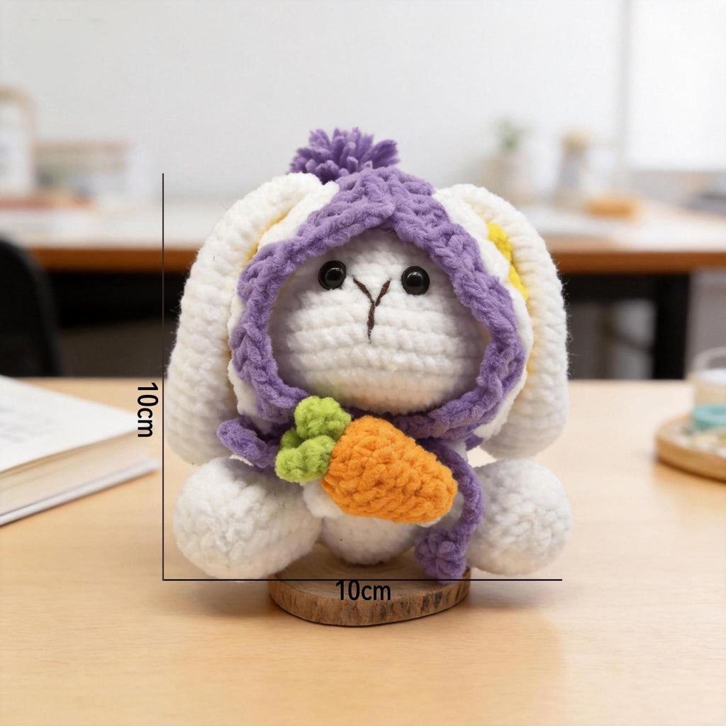 Crochet Bunny Plush | Amigurumi Rabbit Doll | Handmade Bunny with Carrot | Kawaii Gift | Easter Decor