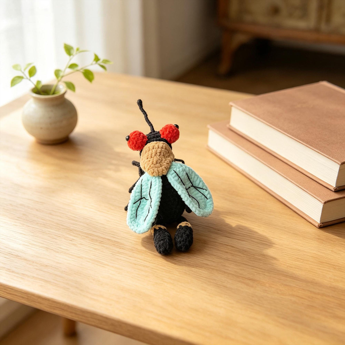 Crochet Bug, Handmade Amigurumi Insect Decor,  Fly Mosquito Cicada Plush, Funny Desk Decor