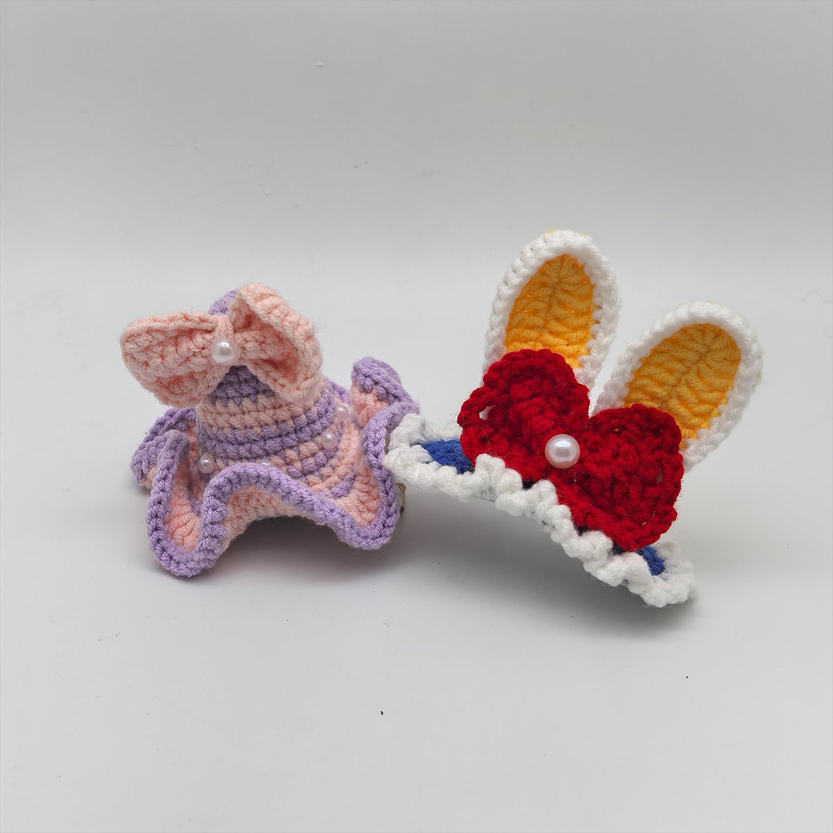 Handmade Crochet 3D Hair Clip |  Kawaii Hair Accessory | Amigurumi Bow & Hat  |  Gift for Girls