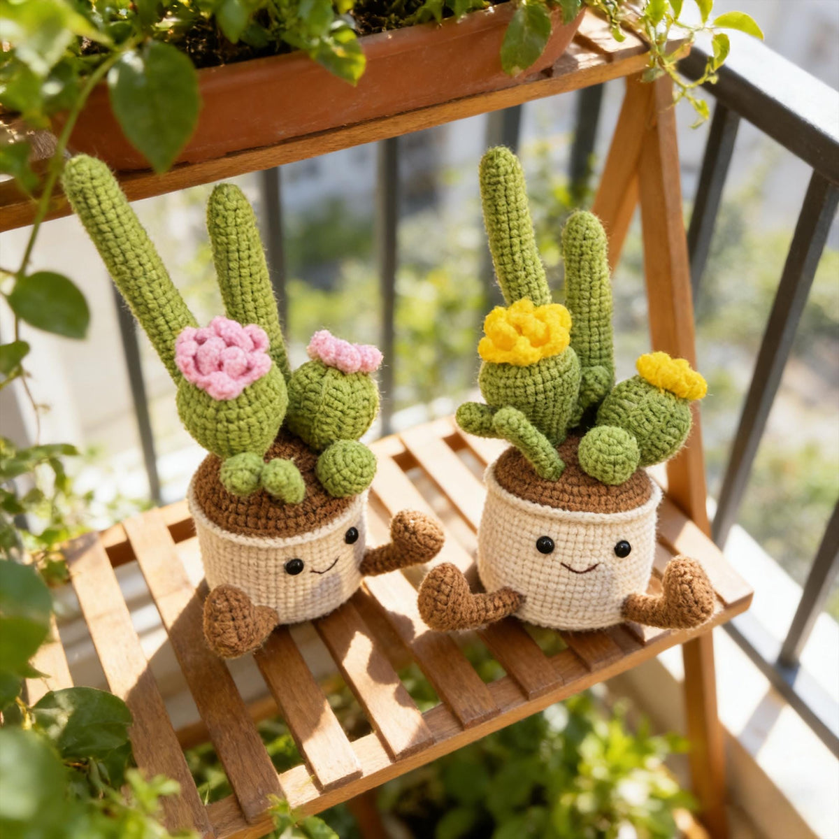 Crochet Cactus Pot| Handmade Plant Decor| Desk Decoration Gift