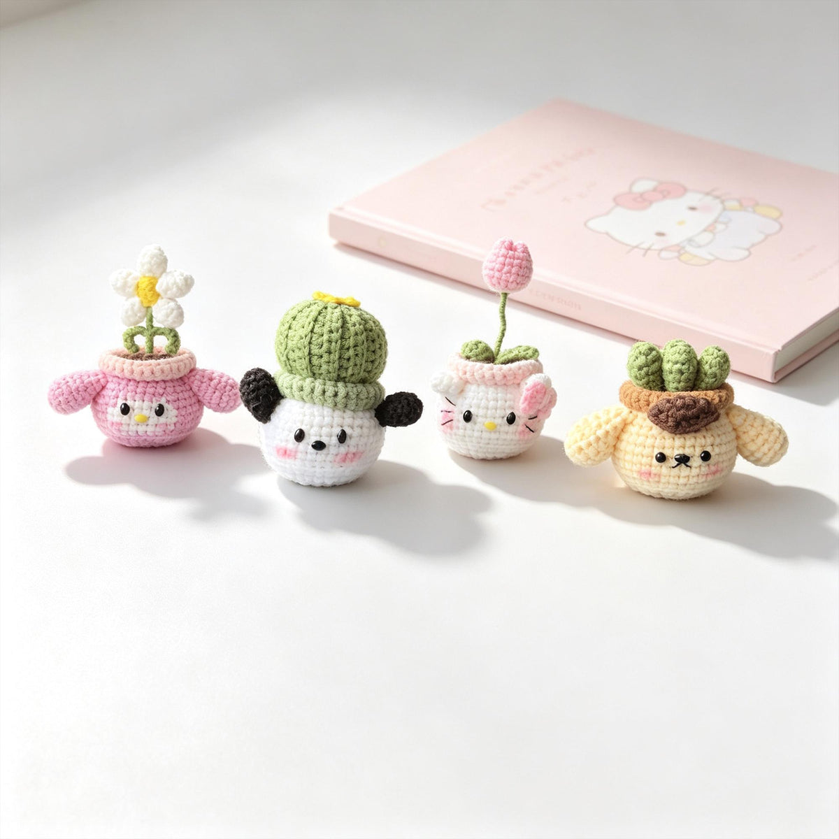 Crochet Car Dashboard Decor, Handmade Kawaii Animal Plant Plush, Desk Decor Gift