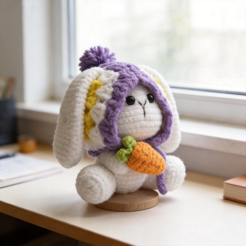 Crochet Bunny Plush | Amigurumi Rabbit Doll | Handmade Bunny with Carrot | Kawaii Gift | Easter Decor