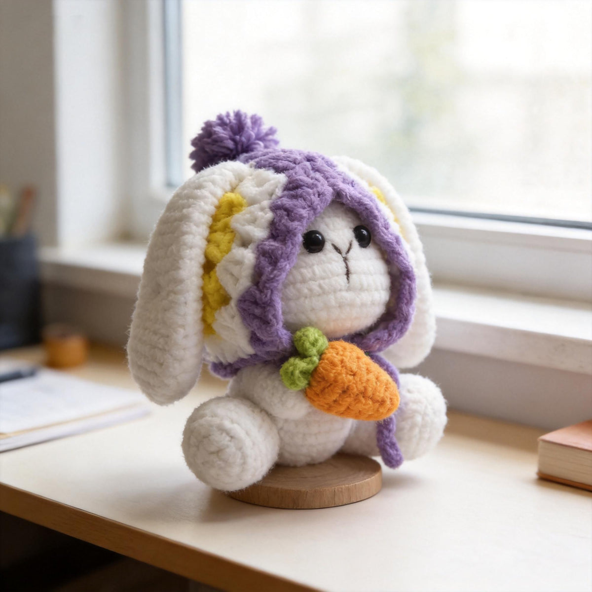 Crochet Bunny Plush | Amigurumi Rabbit Doll | Handmade Bunny with Carrot | Kawaii Gift | Easter Decor