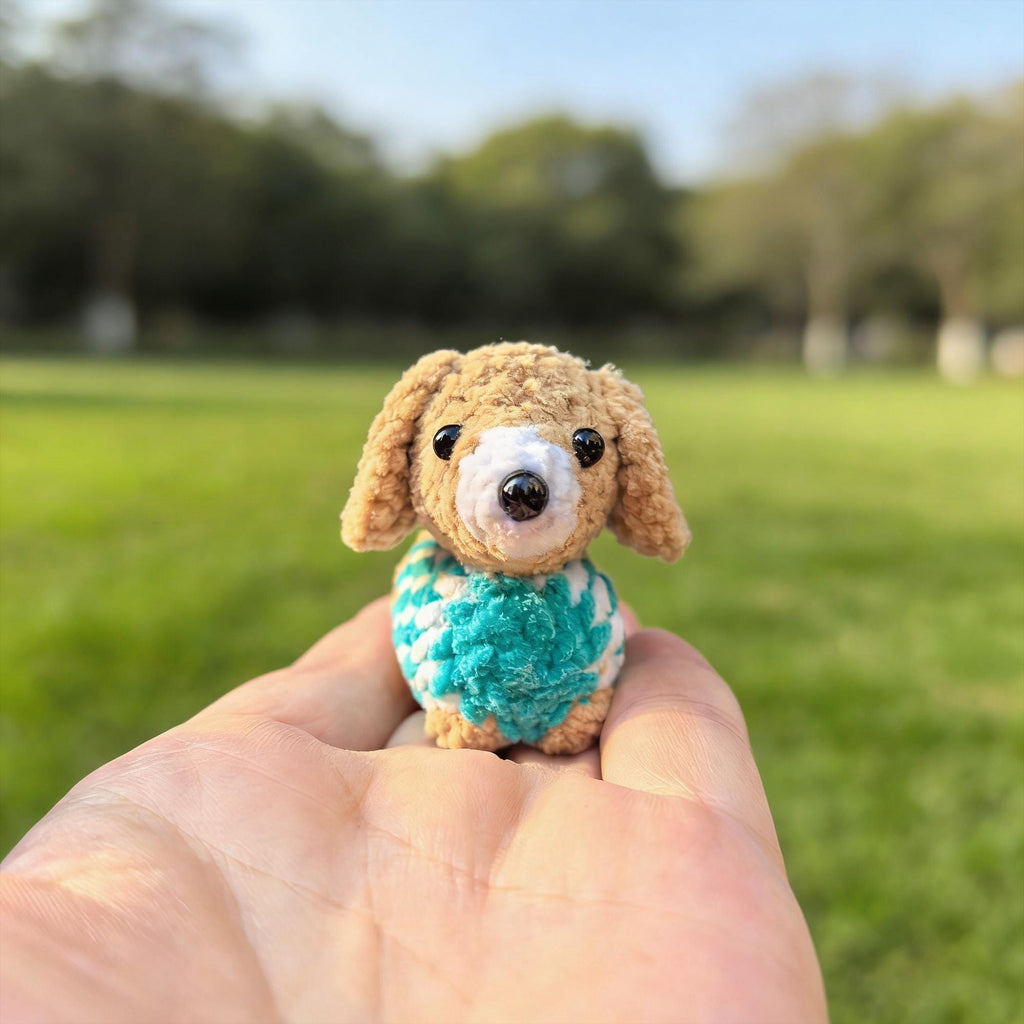 Crochet Mini Puppy Key Chain, Handmade Dog Amigurumi, Bag Charm, Gift for Dog Lovers