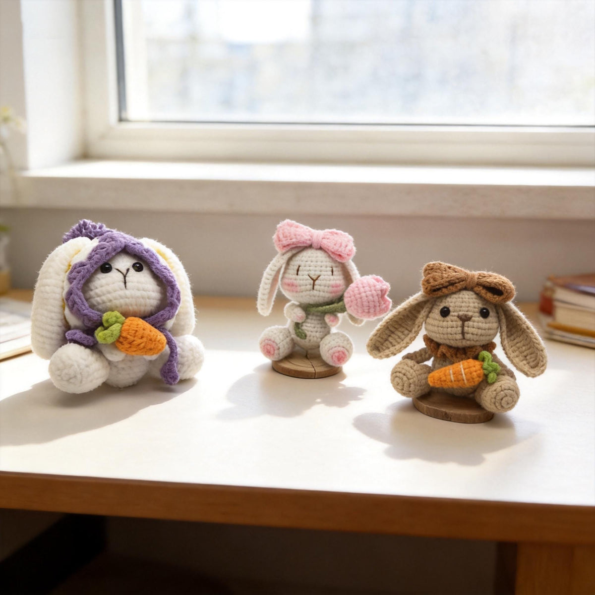 Crochet Bunny Plush | Amigurumi Rabbit Doll | Handmade Bunny with Carrot | Kawaii Gift | Easter Decor