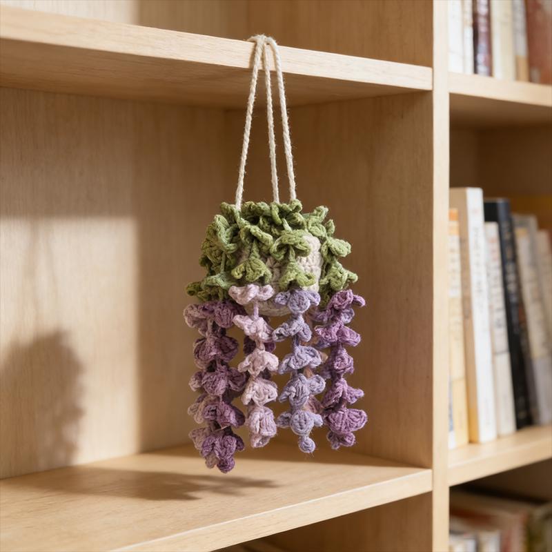 Crochet Wisteria Flower Charm | Handmade Yarn Hanging | Car Mirror Decor | Soft Floral Ornament