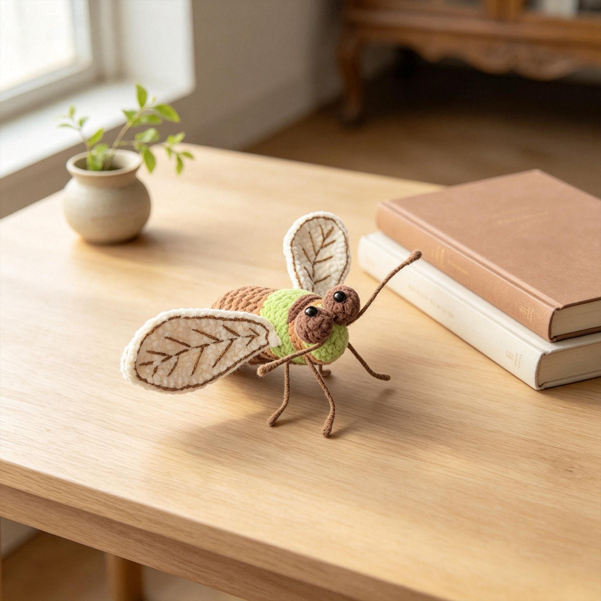 Crochet Bug, Handmade Amigurumi Insect Decor,  Fly Mosquito Cicada Plush, Funny Desk Decor