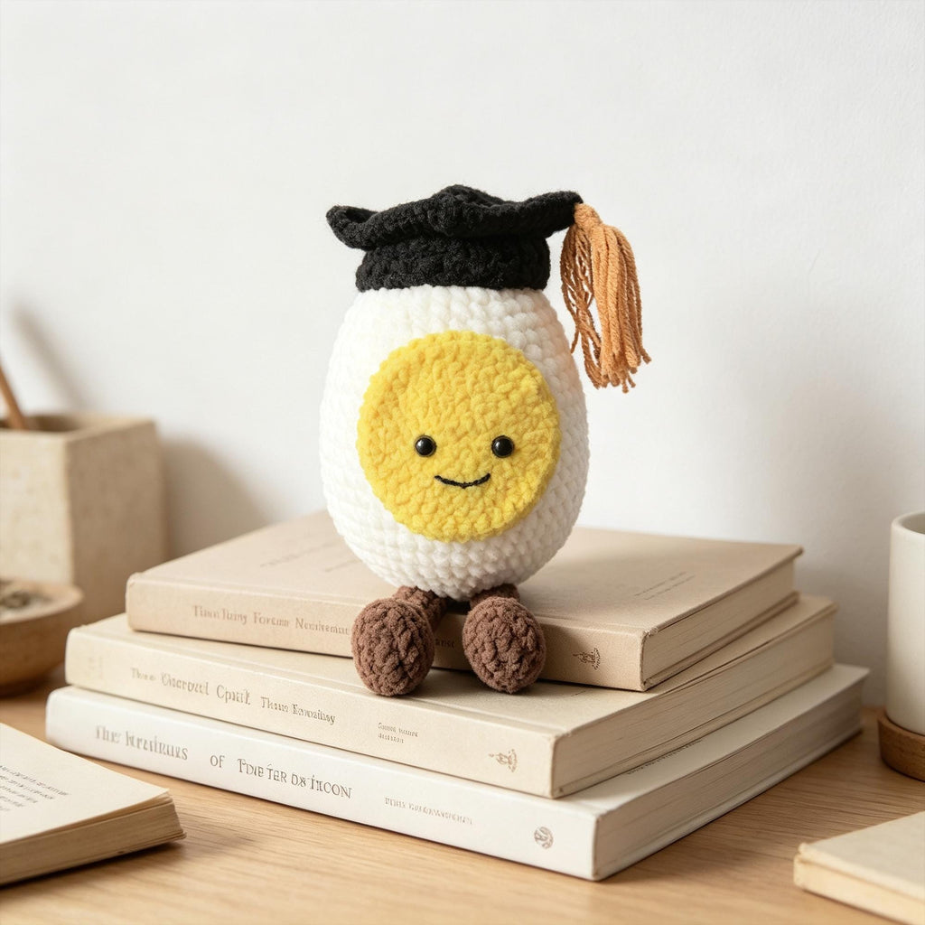 Personalized Crochet Graduation Egg Plush Handmade Graduate Gift Desk Decor
