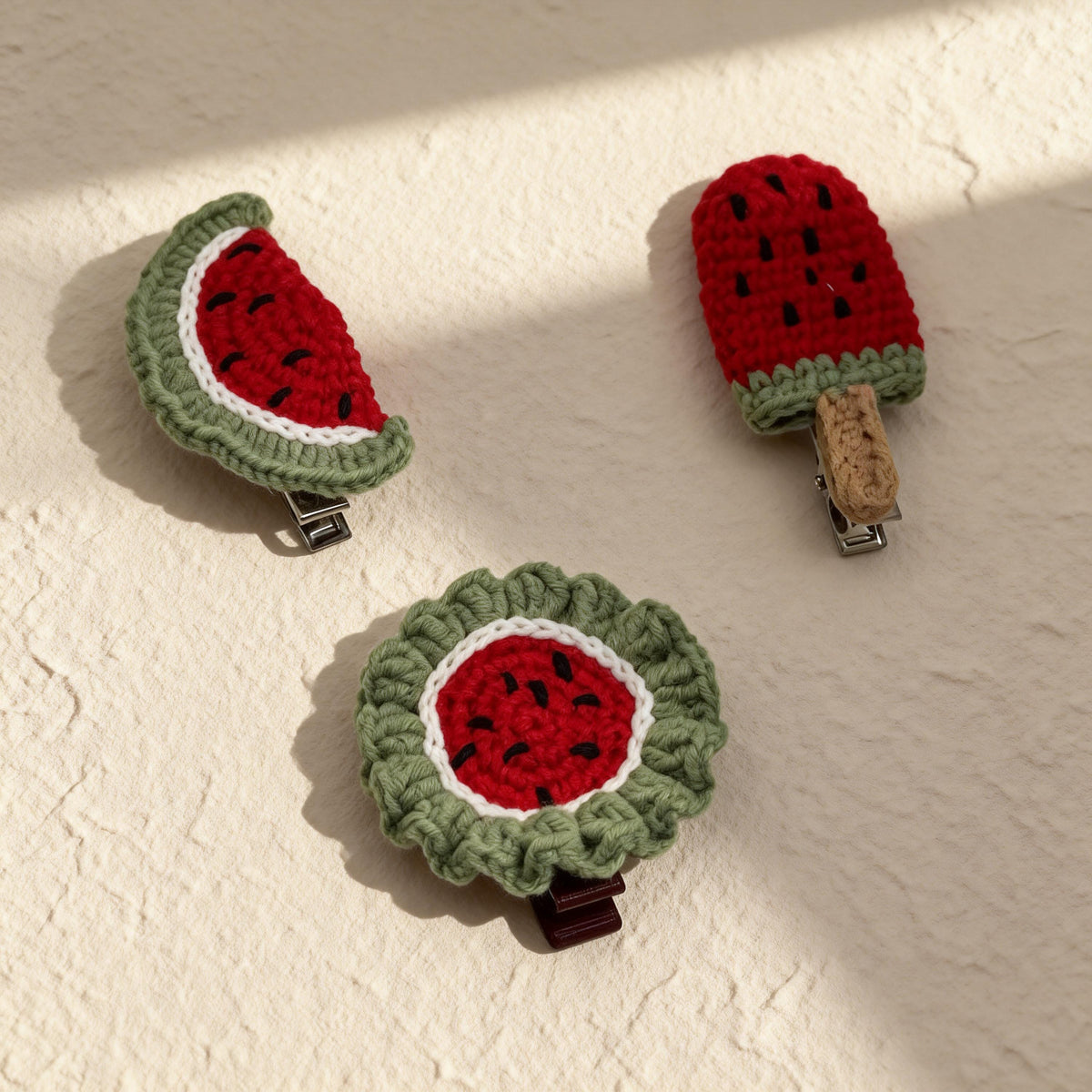 Crochet Watermelon Hair Clip, Handmade Fruit Hair Accessory, Gift for Girls