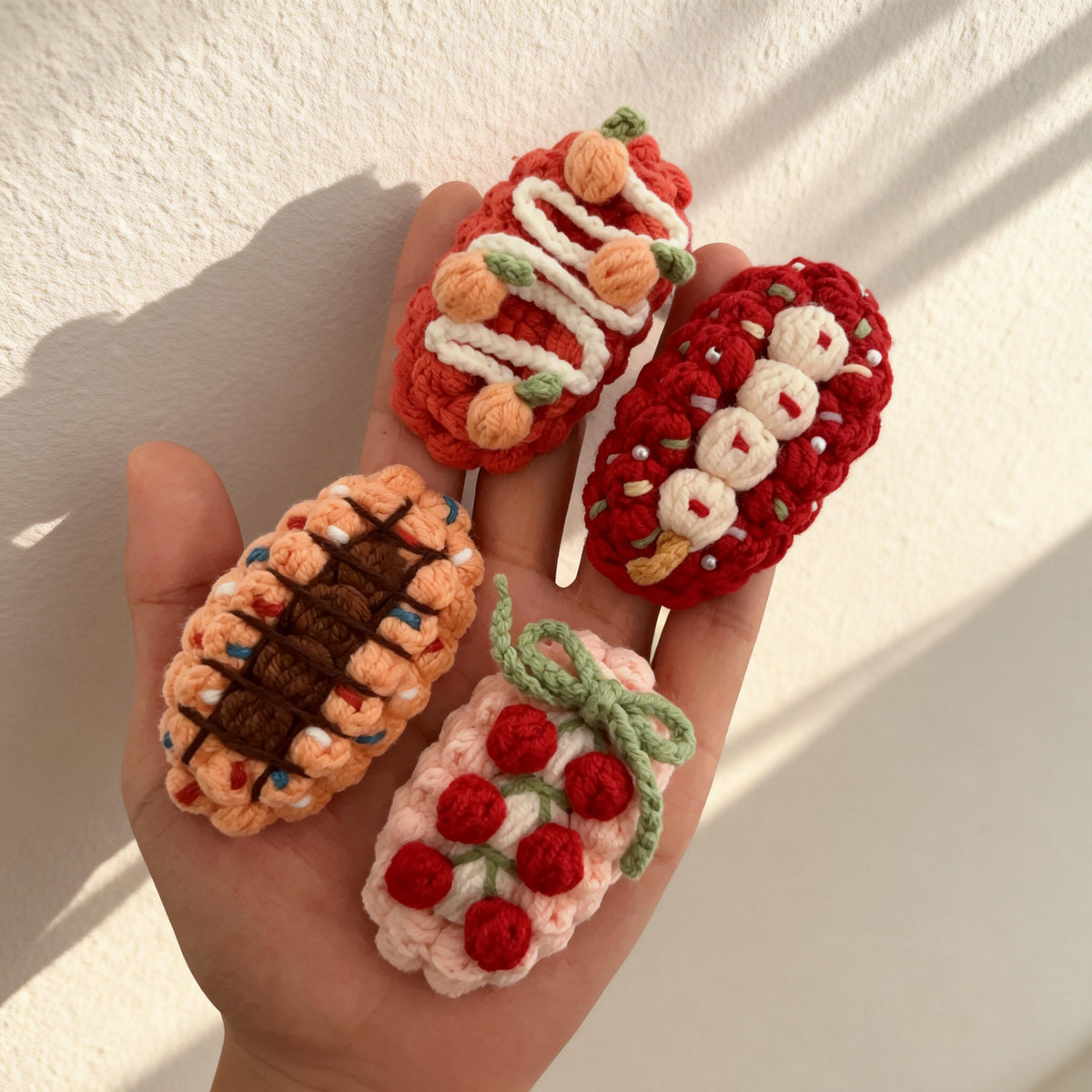 Handmade Crochet Hair Clips, Dessert Style Hair Barrette, Kawaii Accessories, Gift for Girls