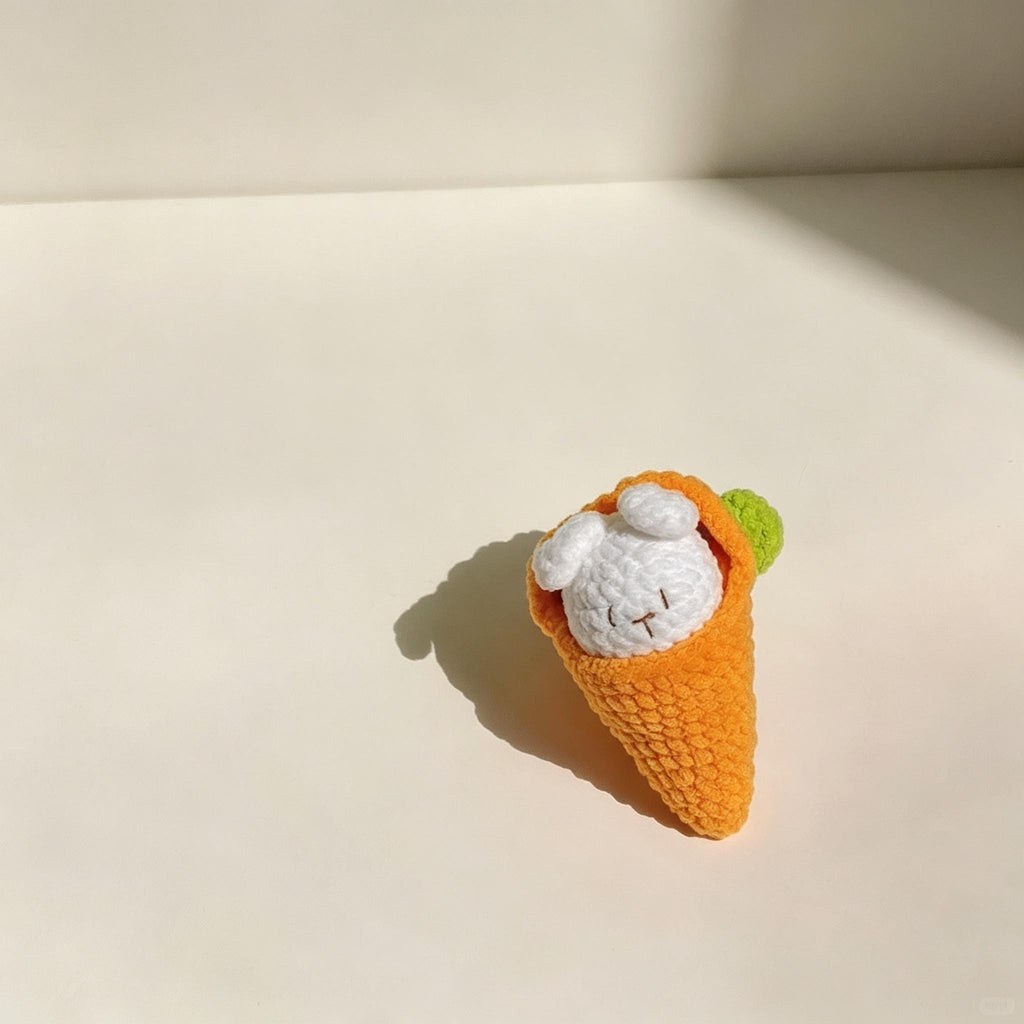 Crochet Carrot Bunny Plush Handmade Detachable Rabbit Toy Gift