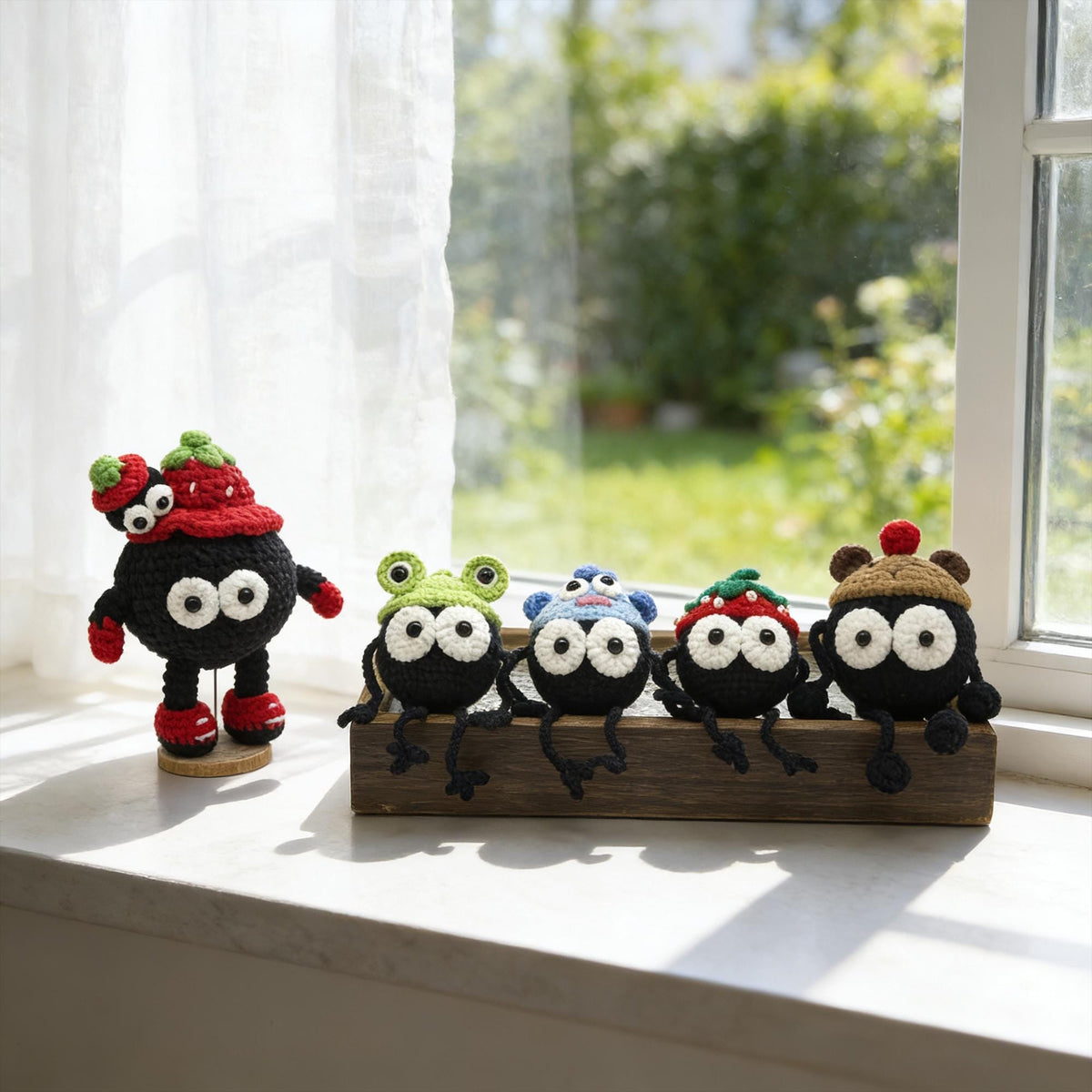 Handmade Black Round Crochet Plushies