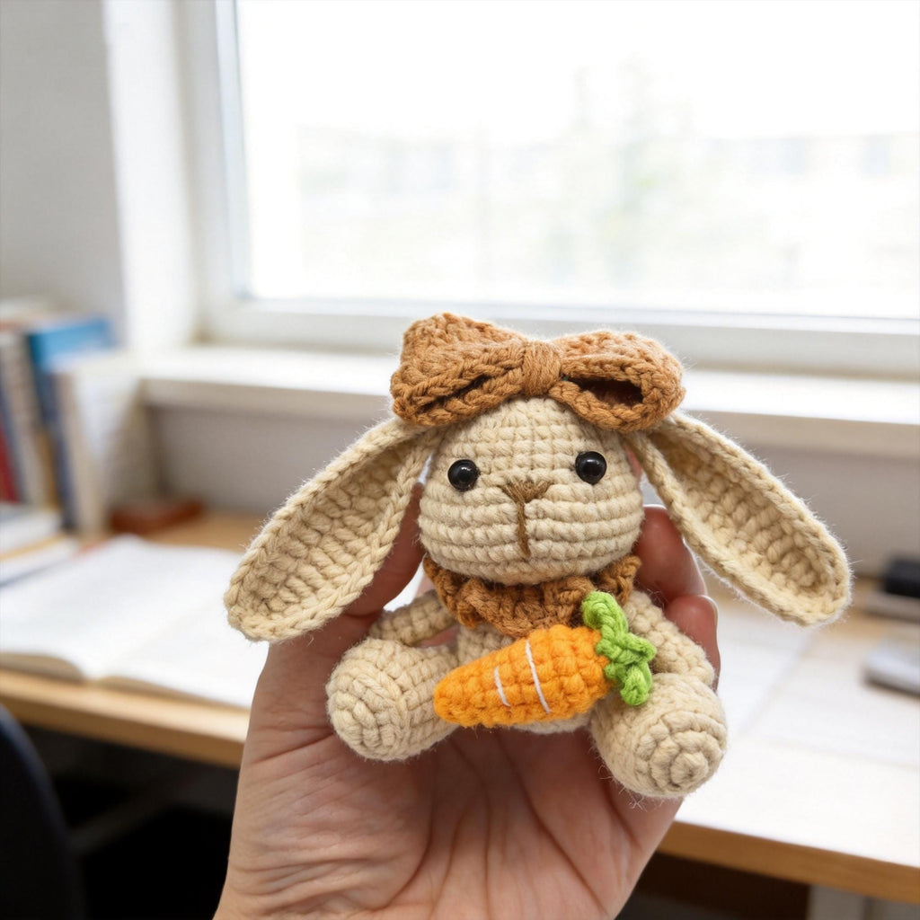 Crochet Bunny Plush | Amigurumi Rabbit Doll | Handmade Bunny with Carrot | Kawaii Gift | Easter Decor