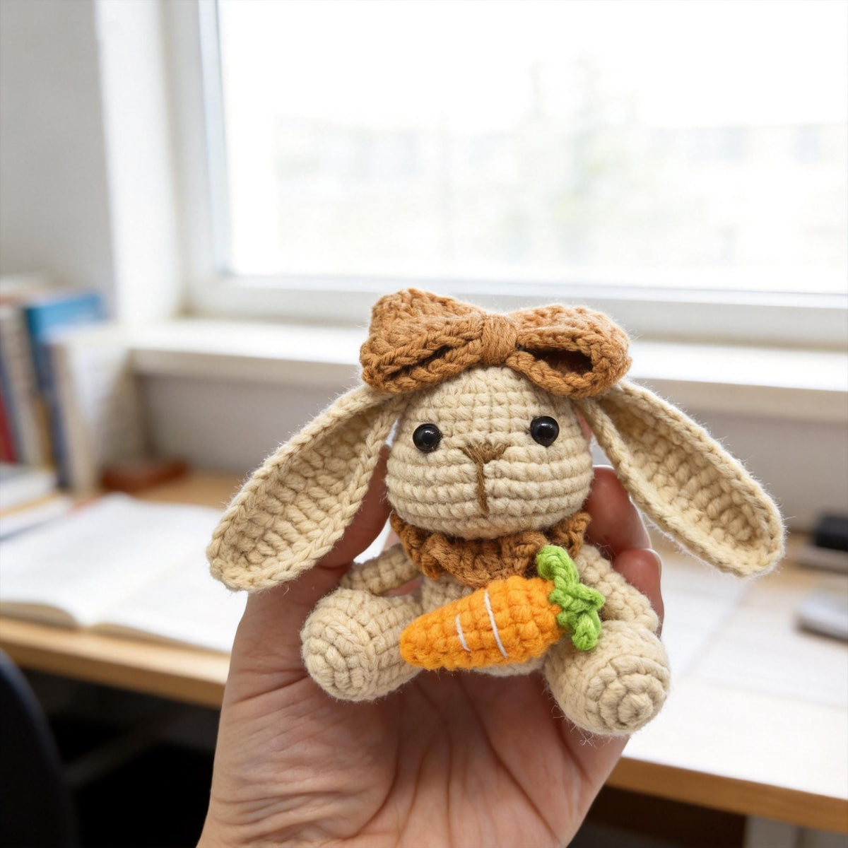 Crochet Bunny Plush | Amigurumi Rabbit Doll | Handmade Bunny with Carrot | Kawaii Gift | Easter Decor