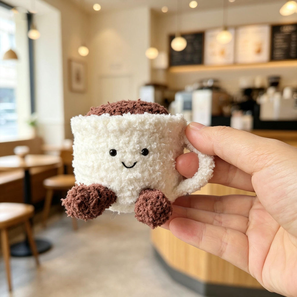 Crochet Coffee Cup Plush | Handmade Latte Mug Amigurumi | Coffee Lover Gift
