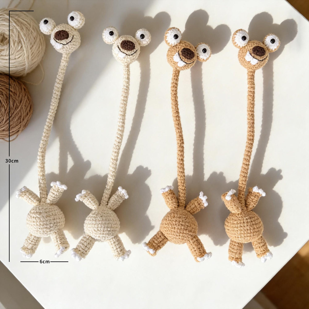 Crochet Sloth Bag Charm, Bendable Neck Plush Keychain, Kawaii Backpack Accessory