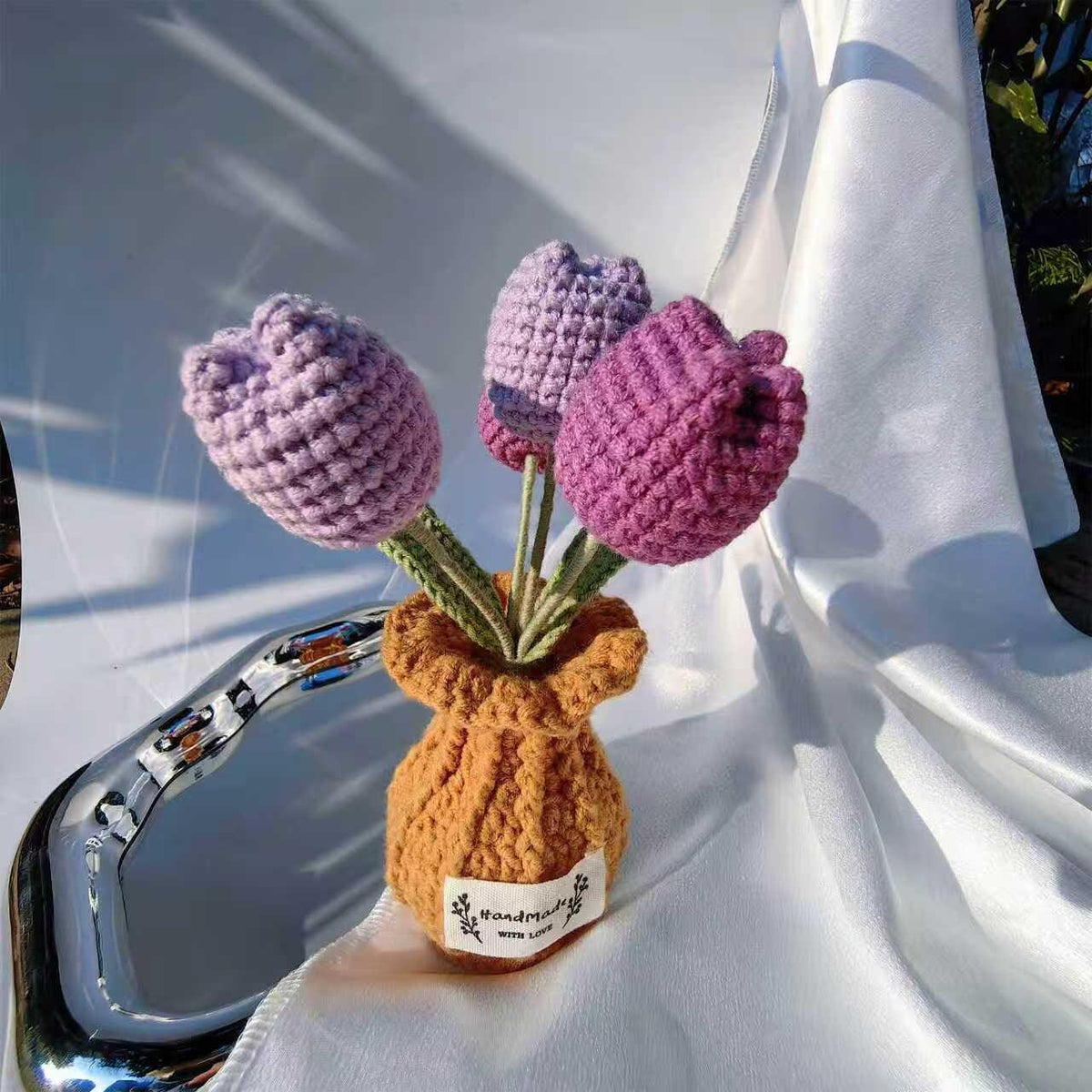 Handmade Crochet Tulip Bouquet | Amigurumi Flower Decor | Knitted Tulips|  Desk Ornament | Gift for Her