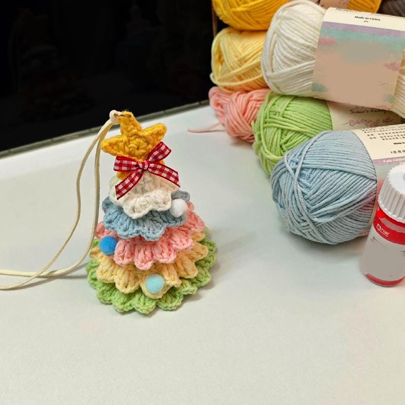 Handmade Crochet Christmas Tree Ornament, Hanging Decoration, keychain, Gift for Christmas
