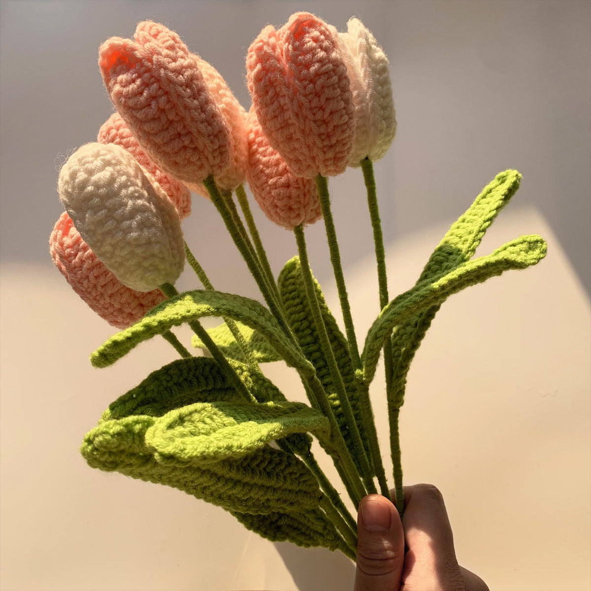 Handmade Crochet Tulip Bouquet, Knitted Flowers,  Home Decoration, Mother’s Day Gift