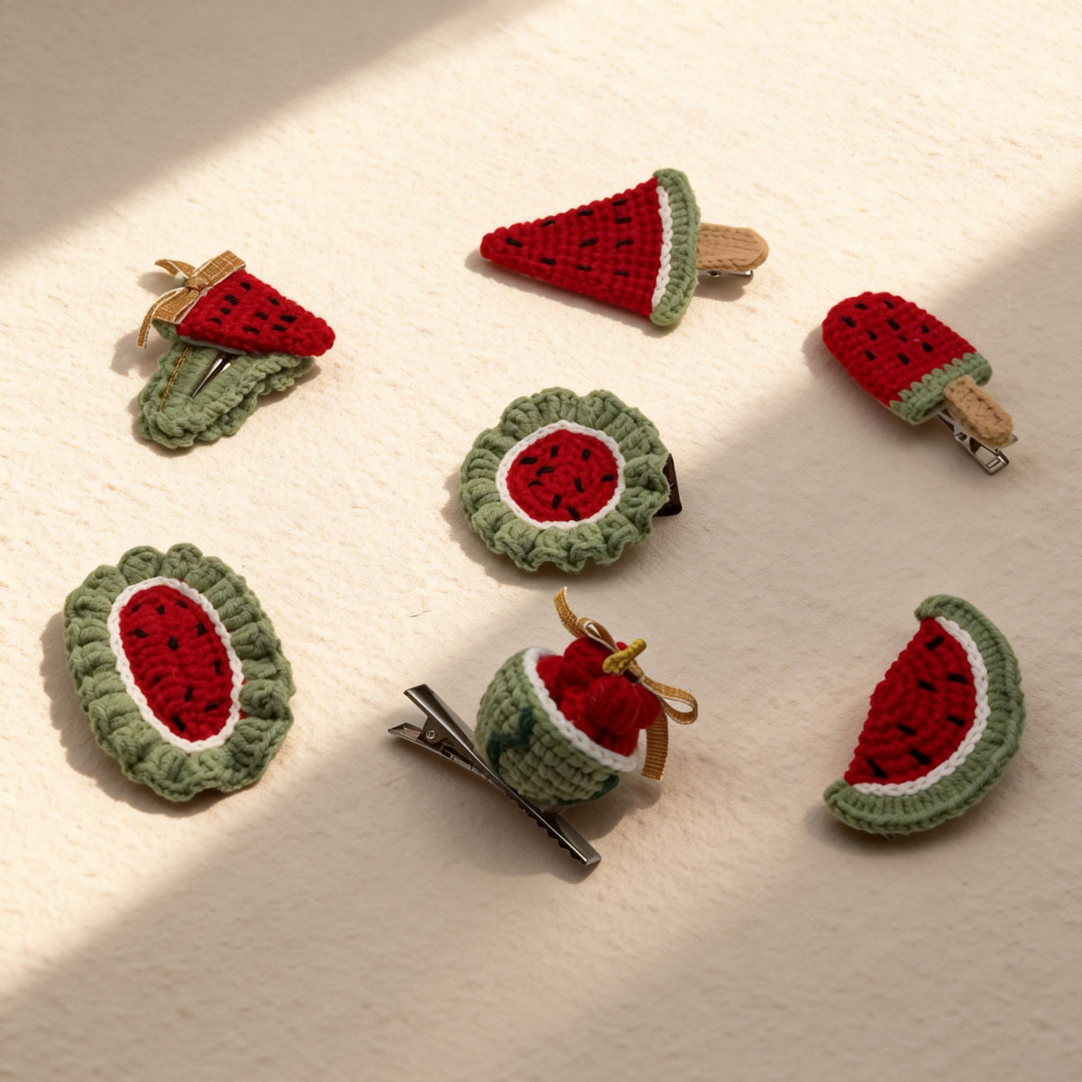 Crochet Watermelon Hair Clip, Handmade Fruit Hair Accessory, Gift for Girls