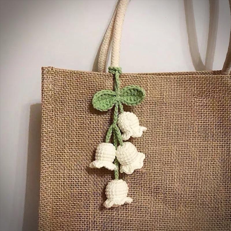 Handmade Crochet Lily of the Valley Flowers | Knitted Hanging Decor | Car Charm | Bag Charm