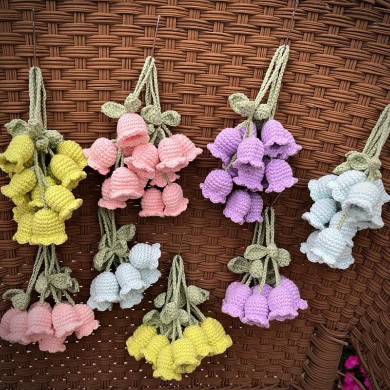 Handmade Crochet Lily of the Valley Flowers | Knitted Hanging Decor | Car Charm | Bag Charm