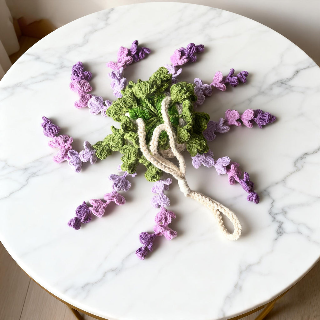 Crochet Wisteria Flower Charm | Handmade Yarn Hanging | Car Mirror Decor | Soft Floral Ornament
