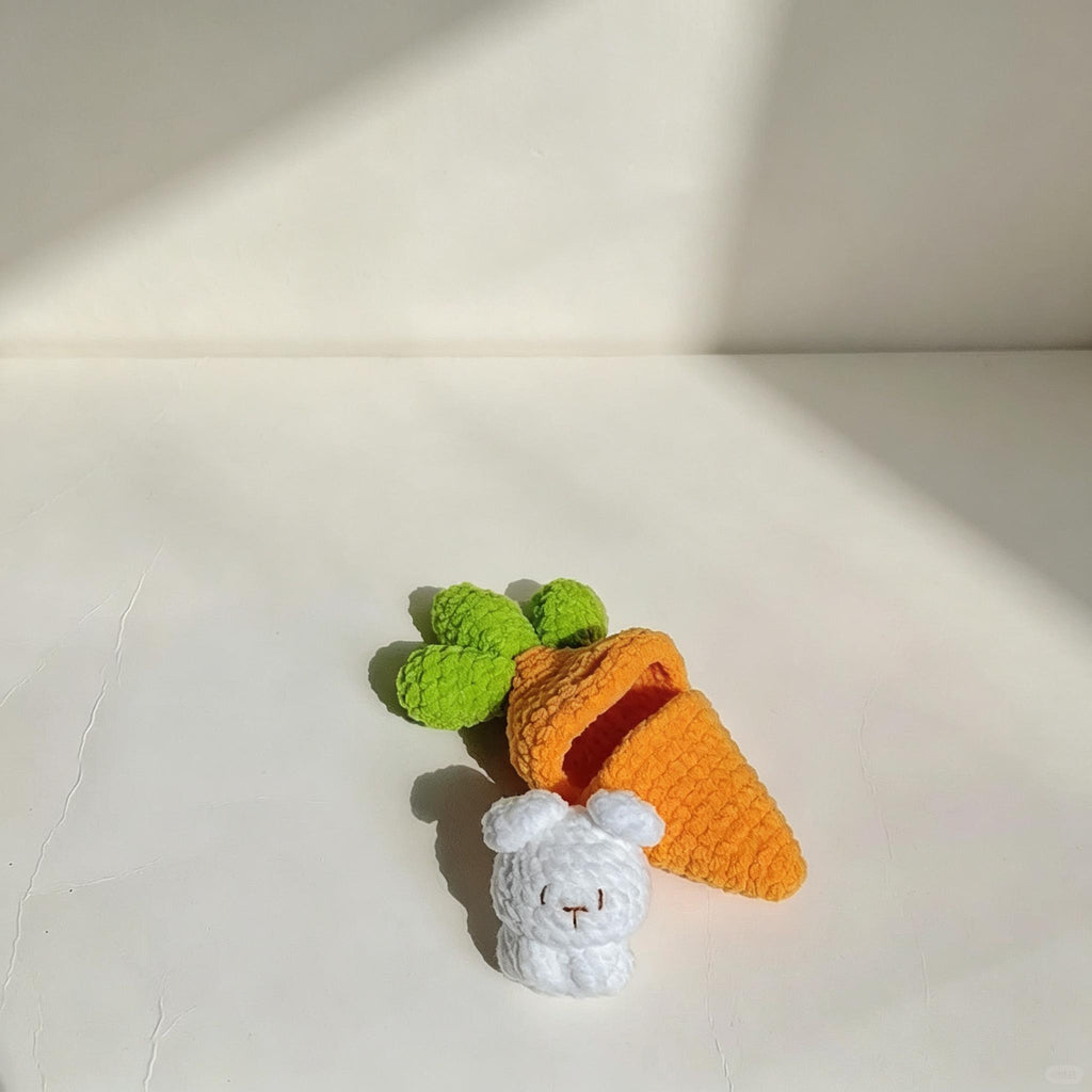 Crochet Carrot Bunny Plush Handmade Detachable Rabbit Toy Gift