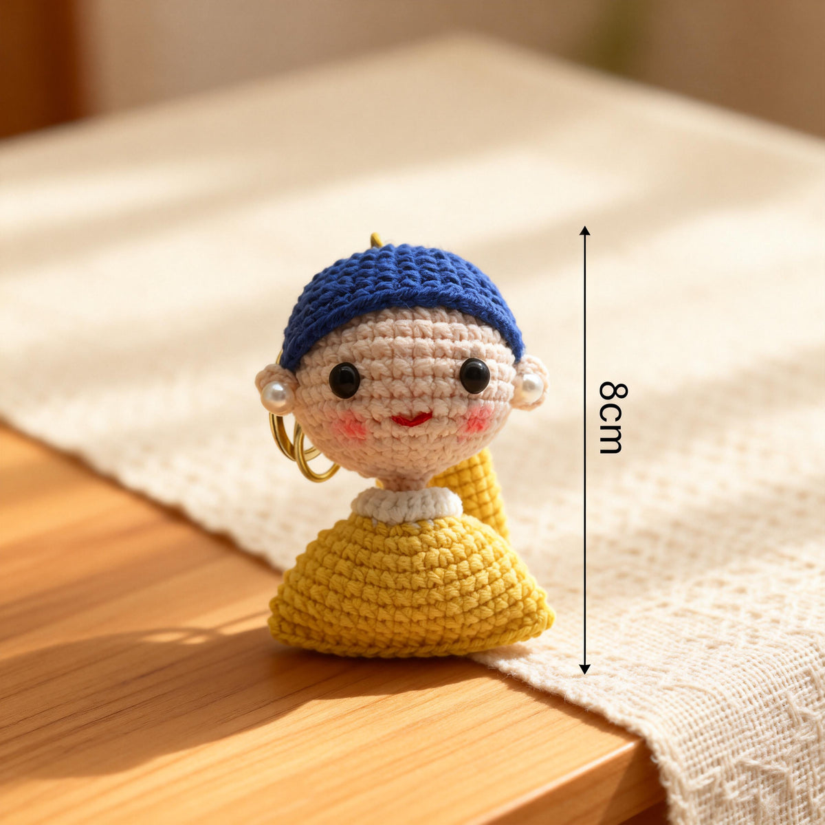 Crochet Girl with Pearl Earring Doll, Handmade Art Inspired Amigurumi,  Art Lover