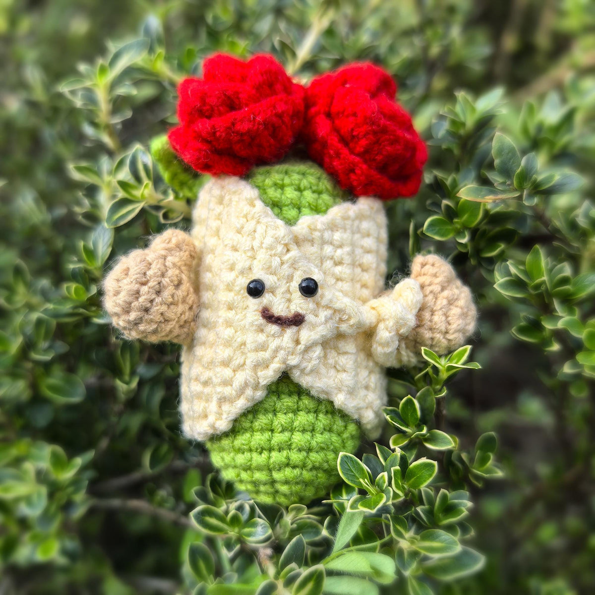 Crochet Rose Bouquet Keychain | Jellycat Style Plush Bag Charm | Gift for her|  Free Keyring