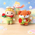 Crochet Fox Plush with Rose, Little Prince Inspired Amigurumi Fox Doll