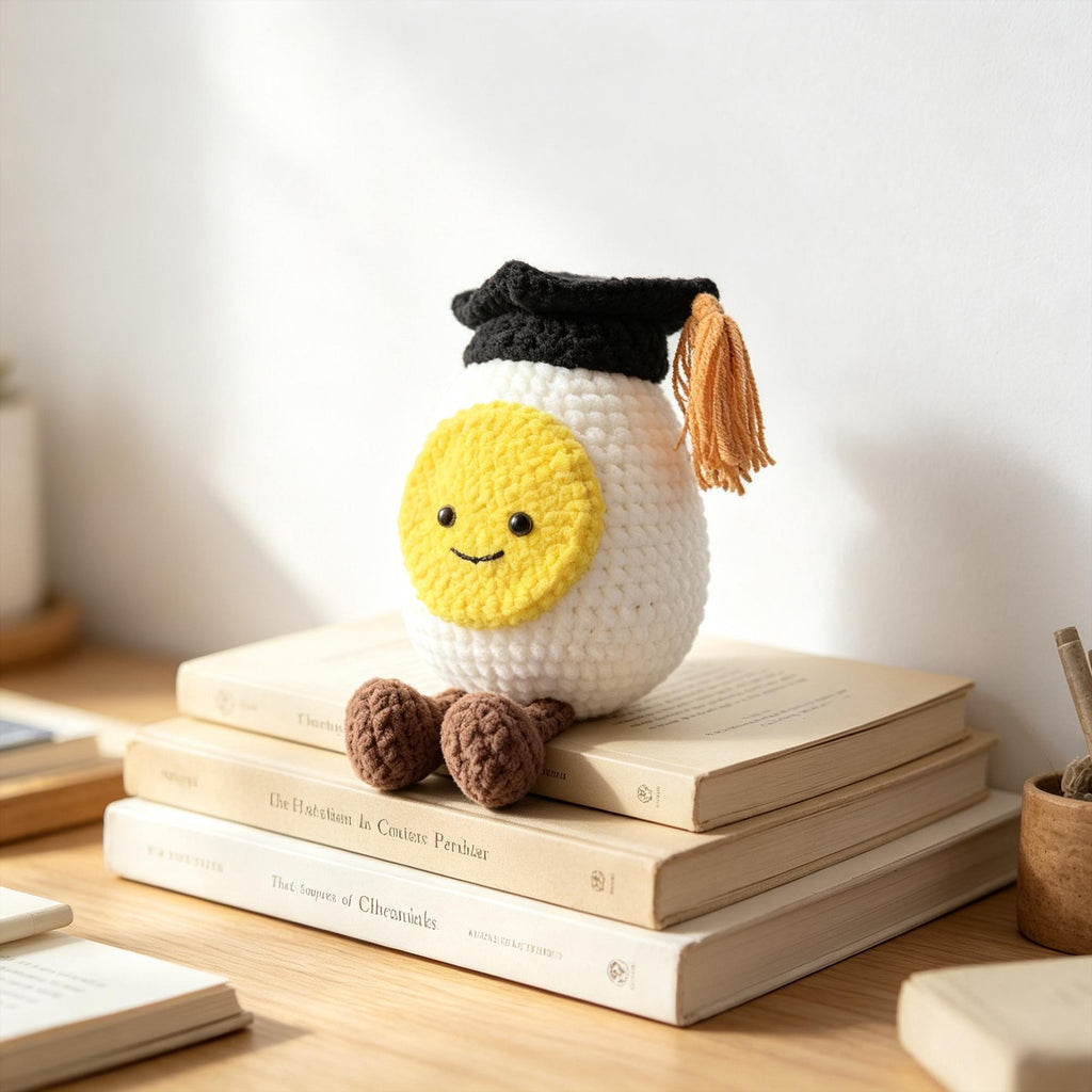 Personalized Crochet Graduation Egg Plush Handmade Graduate Gift Desk Decor
