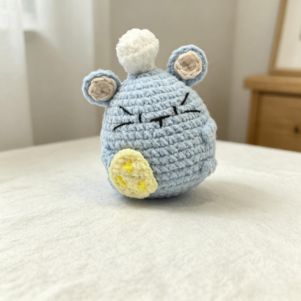Crochet Round Animal Plush Set Handmade Mini Amigurumi Desk Decor Gift